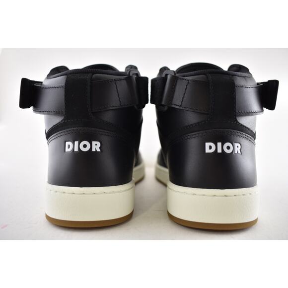 Dior Mens B27 Uptown Black Leather Oblique High Top Flat Trainer Sneakers 44 11 - Picture 11 of 12